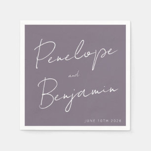 Guardanapo De Papel Roteiro Manuscrito Personalizado de Casamento Roxo