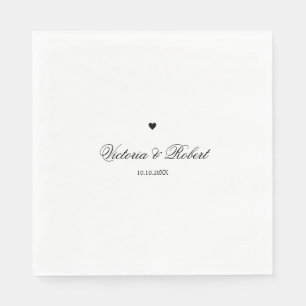 Guardanapo De Papel Roteiro Personalizado Coração Preto e Branco