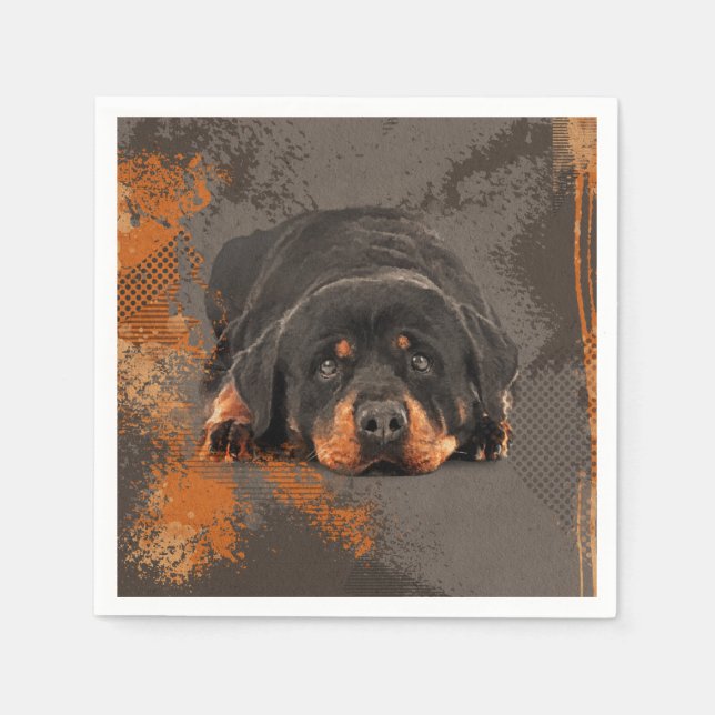 Guardanapo De Papel Rottweiler - Arte Digital Metzgerhund (Frente)