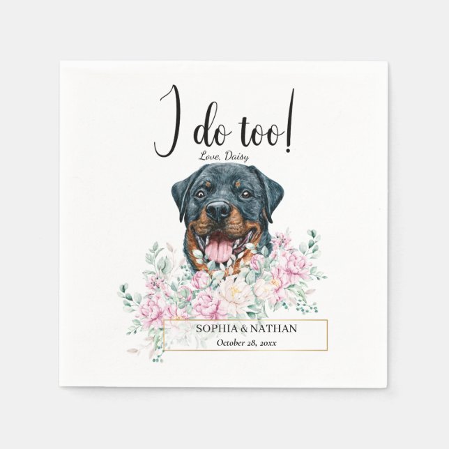 Guardanapo De Papel Rottweiler Cachorro Casado Cocktail Napkins (Frente)