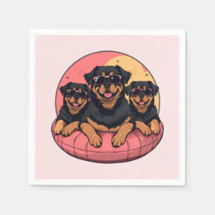 Guardanapo De Papel Rottweiler Dogs Summer Piscinas Floties