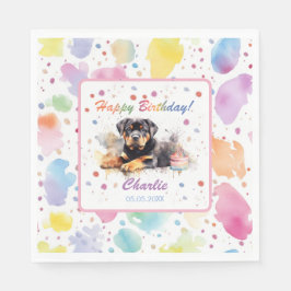 Guardanapo De Papel Rottweiler Papel de Aquarela Napkins