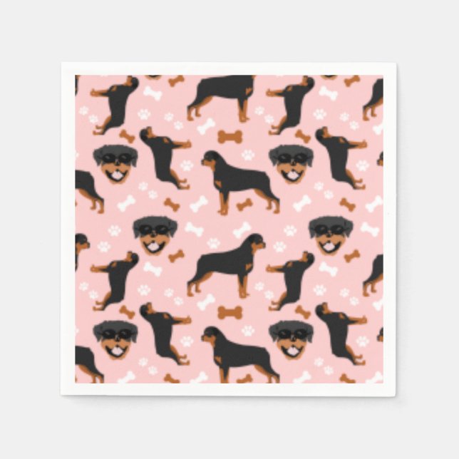 Guardanapo De Papel Rottweiler Rotties Padrão de Cachorro Napkins (Frente)
