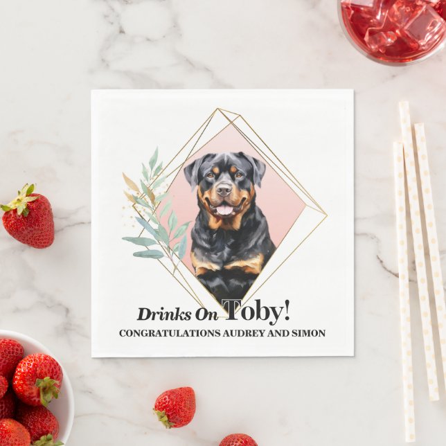 Guardanapo De Papel Rottweiler Wedding Napkins com Cães Foto (Insitu)