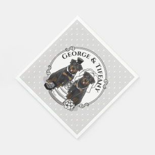 Guardanapo De Papel Rottweilers no Casamento Cachorros Noiva e Noivo F