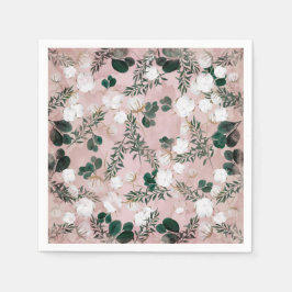 Guardanapo De Papel Rouge Taupe Algodão Flores Verde Rustico Casamento