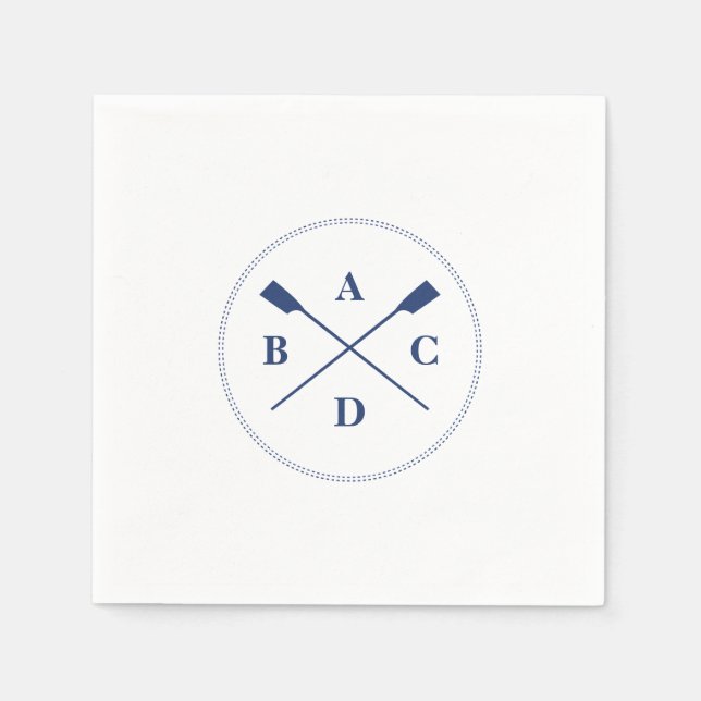 Guardanapo De Papel Rowing crossed oars navy initials (Frente)