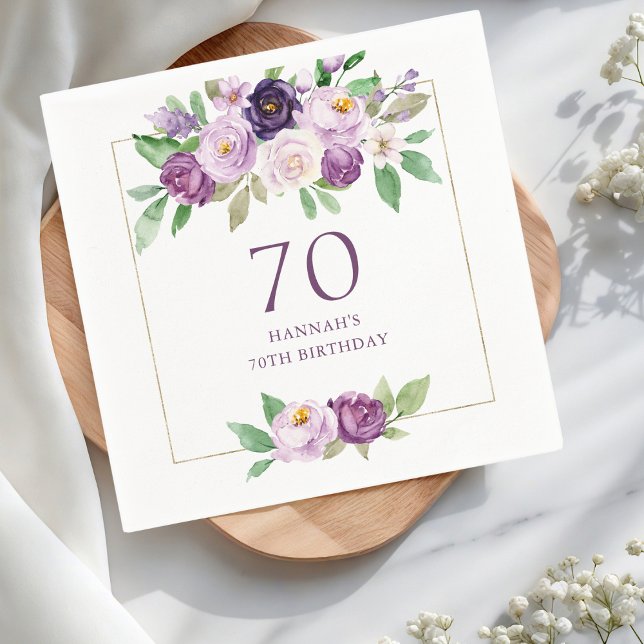 Guardanapo De Papel Roxa | Violet Floral 70 Birthday (Criador carregado)