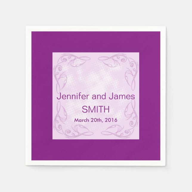 Guardanapo De Papel Roxo Abstrato de Casamento Personalizado (Frente)