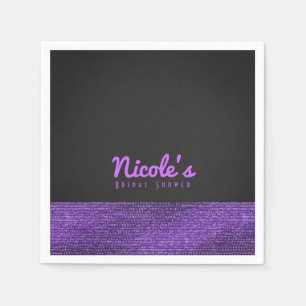 Guardanapo De Papel Roxo Cinza Moderno Glam Lantejoulas Elegante Chic