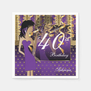 Guardanapo De Papel Roxo do divertimento do cocktail da menina do