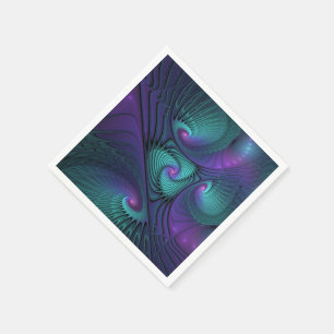 Guardanapo De Papel Roxo encontra Arte Fractal abstrato Turquesa moder