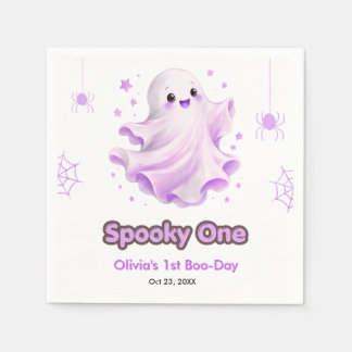 Guardanapo De Papel Roxo Fantasma Fofo Assustador Aniversário de 1 ano