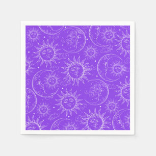 Guardanapo De Papel Roxo Magia Vintage Sun Estrelas Celestiais