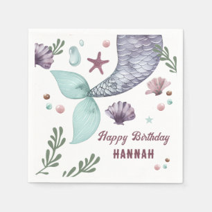 Guardanapo De Papel Roxo Mermaid do Mar Aniversário de criança