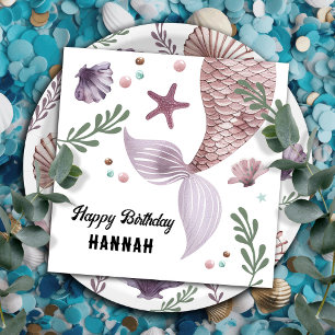 Guardanapo De Papel Roxo Mermaid do Mar Aniversário de criança