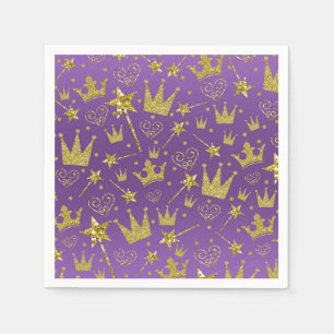 Guardanapo De Papel Roxo & princesa Dourado Partido das meninas do