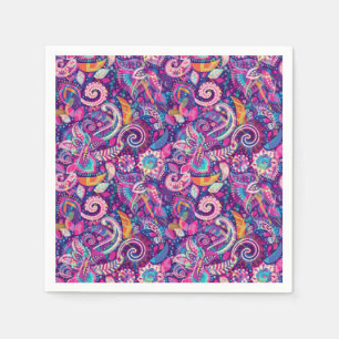 Guardanapo De Papel Roxo & Rosa Floral Paisley Meninas Caprichoso Boho