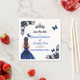 Guardanapo De Papel Royal Blue Butterfly Quinceañera Save the Date