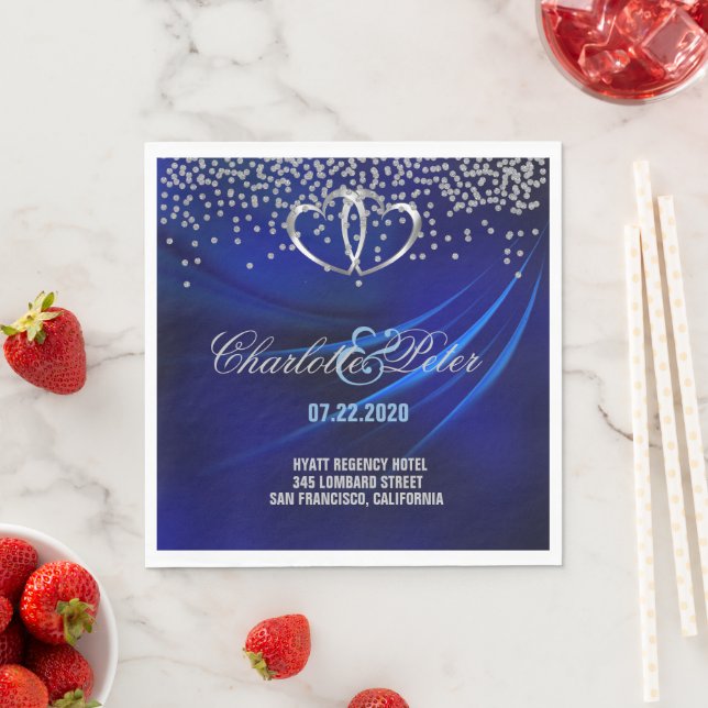 Guardanapo De Papel Royal Blue Diamantes/Hearts Wedkins (Insitu)