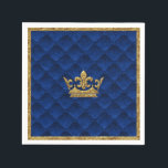 Guardanapo De Papel Royal Blue & Dourado Crown Elegante Royal Storey<br><div class="desc">Personalizar com qualquer texto. Itens correspondentes disponíveis.</div>