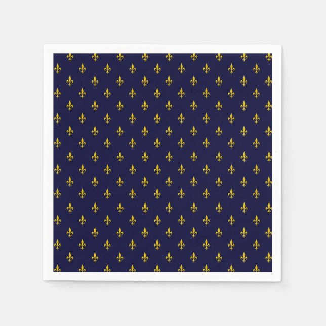Guardanapo De Papel Royal Blue Fleur De Lis Pattern (Frente)