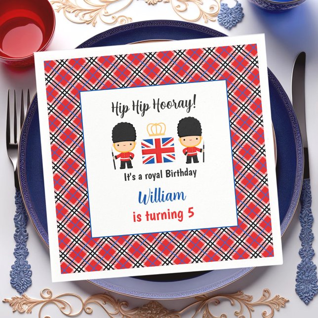 Guardanapo De Papel Royal London Guarda British Tartan Boy Birthday (Royal London Guards British Tartan Boy Birthday Napkins)