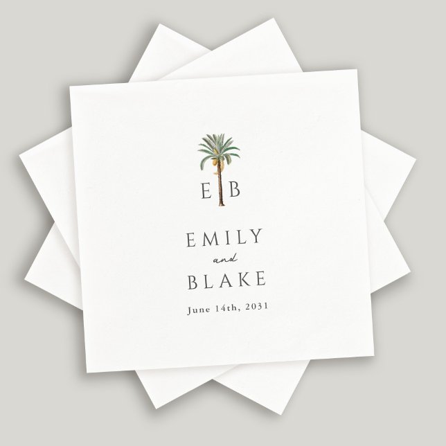 Guardanapo De Papel Royal Palm Tropical Classic Monogram Wedding (Criador carregado)