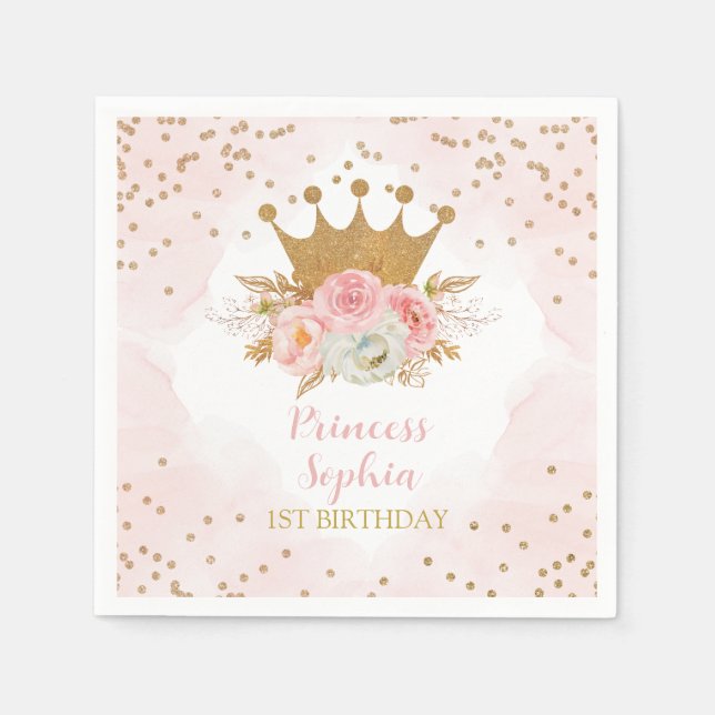 Guardanapo De Papel Royal Princess Ping floral Birthday (Frente)