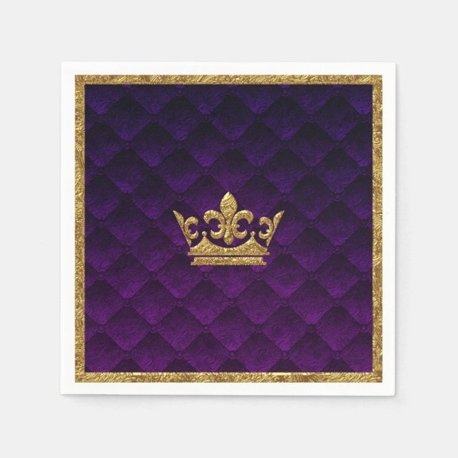 Guardanapo De Papel Royal Purple & Dourado Crown Elegante Royal Storey (Frente)