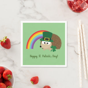 Guardanapo De Papel Rua Bonita Hedgehog Leprechaun. Dia de Patrick