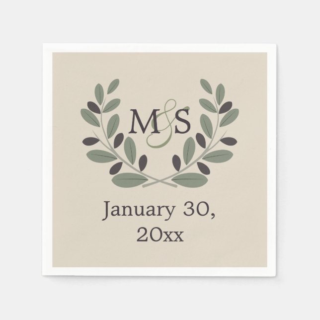 Guardanapo De Papel Rua de galho com iniciais de casamento (Frente)