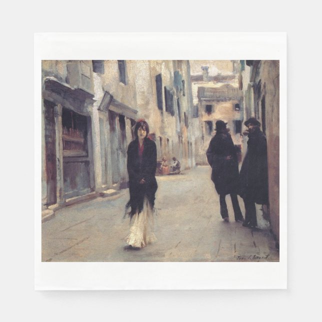 Guardanapo De Papel Rua em Veneza (Mulher Elegante) (Cantora Sargent) (Frente)