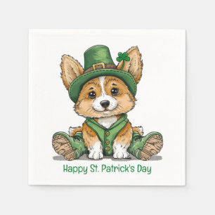 Guardanapo De Papel Rua Feliz, Cachorro Corgi Dia de Patrick