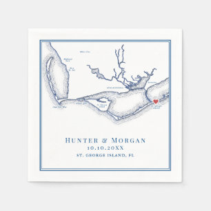 Guardanapo De Papel Rua. Mapa FL da Ilha George Mapa do Marinho Elegan