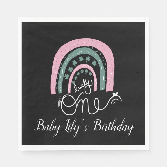 Guardanapo De Papel Rua. Patricks Aniversário, Mão Arco-Íris Desenhada (Frente)