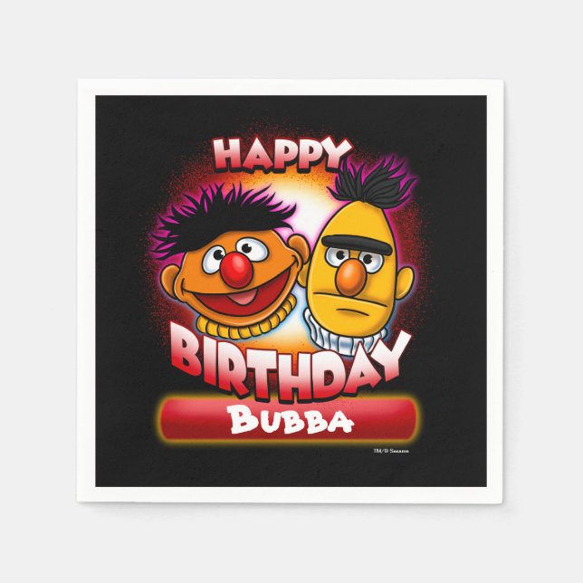 Guardanapo De Papel Rua Sésamo | Bert & Ernie Themed Birthday (Frente)