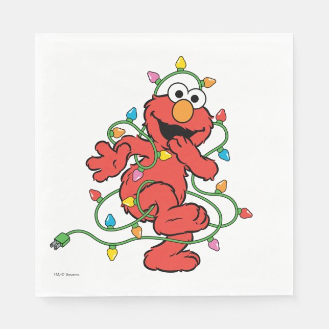 Guardanapo De Papel Rua Sésamo | Luzes de Natal Elmo (Frente)