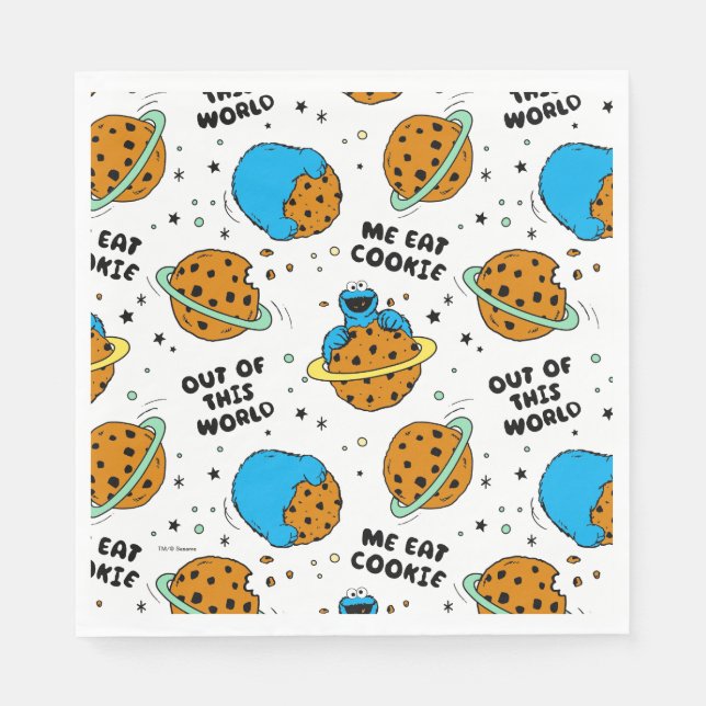 Guardanapo De Papel Rua Sésamo | Monstro de Cookies Fora deste Mundo (Frente)