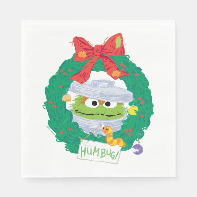 Guardanapo De Papel Rua Sésamo | Oscar the Grouch Wreath (Frente)