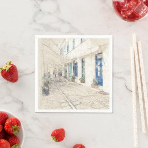 Guardanapo De Papel Rua Spetses Grécia – Ilha Grega Tradicional