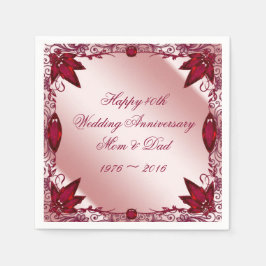 Guardanapo De Papel Ruby 40th Wedding Anniversário Paper Napkins