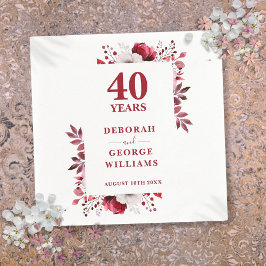 Guardanapo De Papel Ruby Elegant Floral 40º Aniversário de Casamento