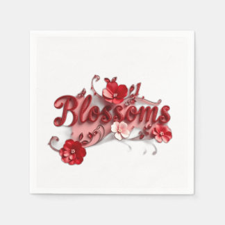 Guardanapo De Papel Ruby Red Script Blossoms