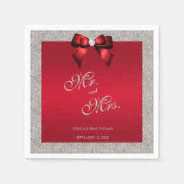 Guardanapo De Papel Ruby Vermelho Elegante, Casamento com Lente de Pra