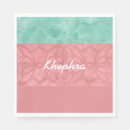 Guardanapo De Papel Ruddy Pink Batik E Blue Watercolor Name