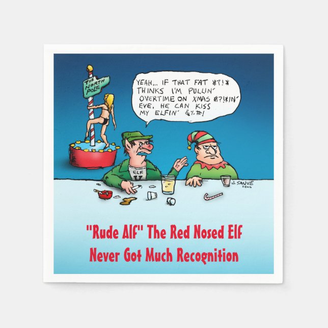 Guardanapo De Papel Rude Alf Funny Elf Tema De Natal (Frente)