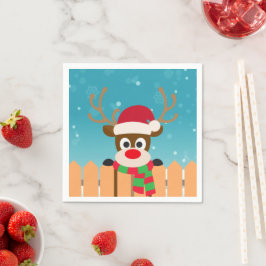 Guardanapo De Papel Rudolph Cute A Rena Nose Vermelha | Nápoles