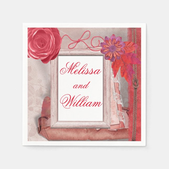 Guardanapo De Papel Russo Bonito Vermelho (Frente)