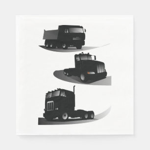 Guardanapo De Papel Russo Três Caminhões Negros Vintage Design